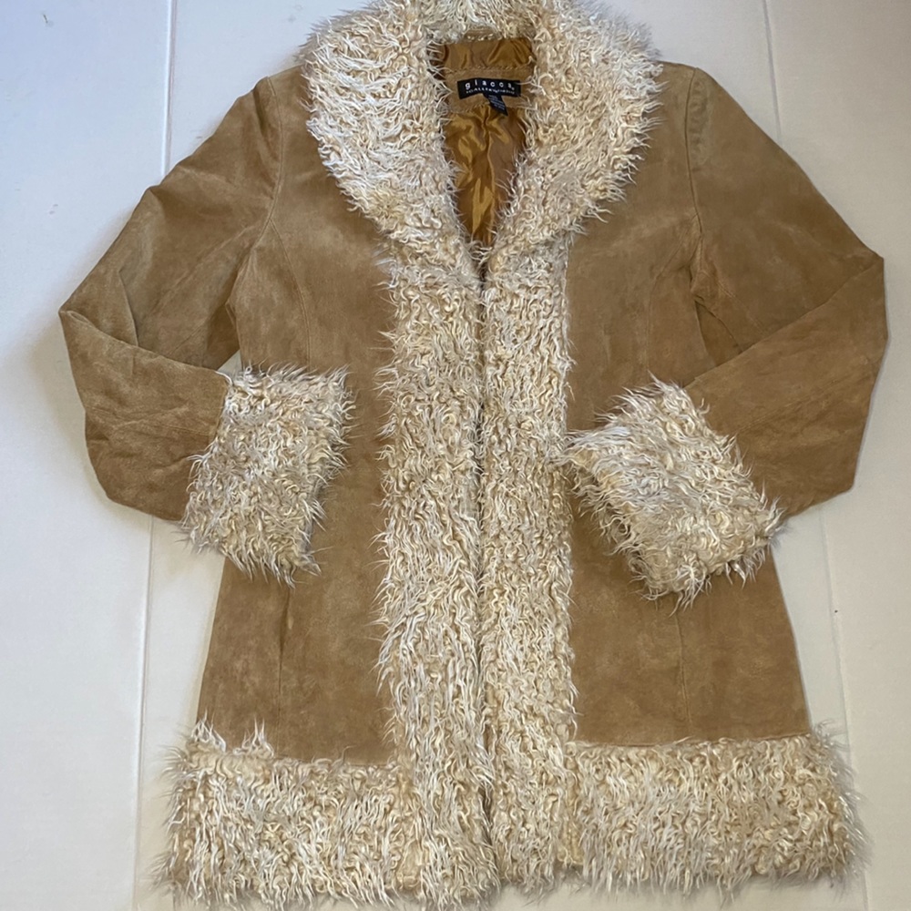 Vintage Suede Patchwork Faux Fur Penny Lane Coat Size Medium